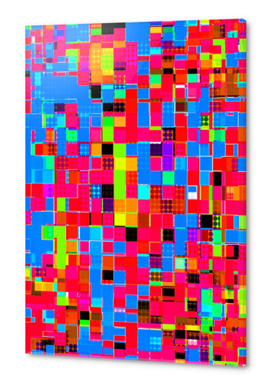 geometric pixel square pattern abstract background in red blue pink green Acrylic prints by Timmy333
