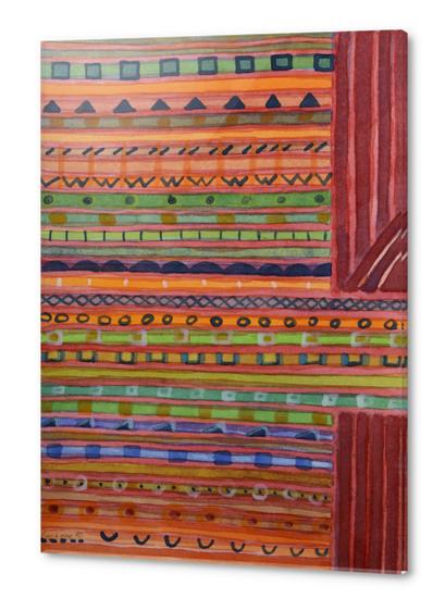 Decorated Stripes Pattern Between Red  Acrylic prints by Heidi Capitaine