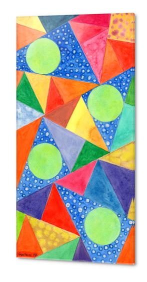 Lime Green Circles within a Cool Triangles Pattern  Acrylic prints by Heidi Capitaine