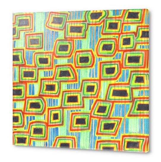 Connected Rectangle Shapes with Vertical Stripes Pattern  Acrylic prints by Heidi Capitaine