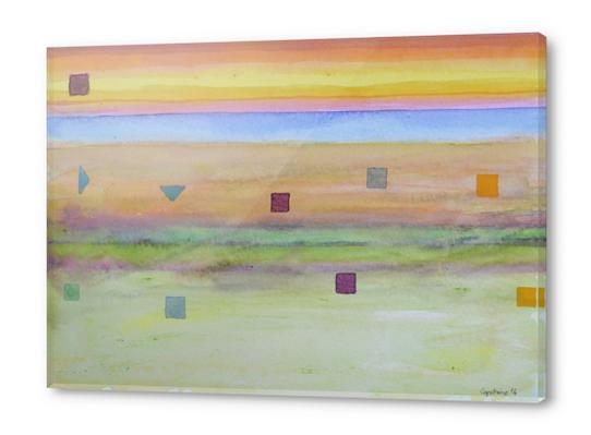 Romantic Landscape combined with Geometric Elements Acrylic prints by Heidi Capitaine