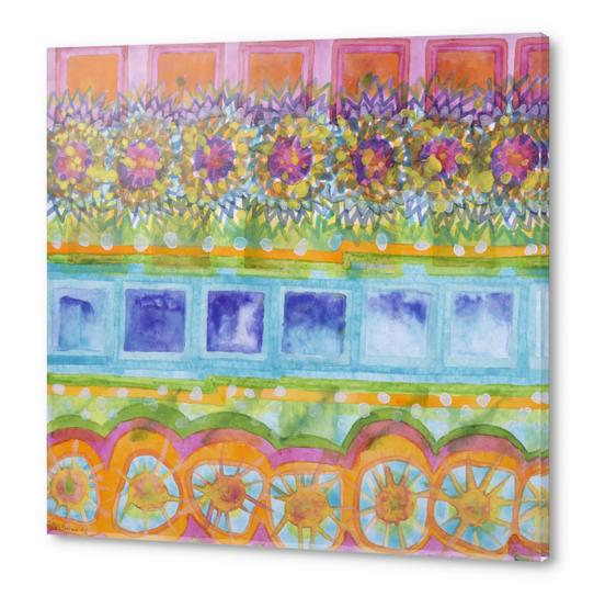 Square and Flower Lines Pattern Acrylic prints by Heidi Capitaine