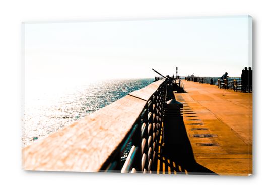 Pier with blue sky at Manhattan Beach, California, USA Acrylic prints by Timmy333
