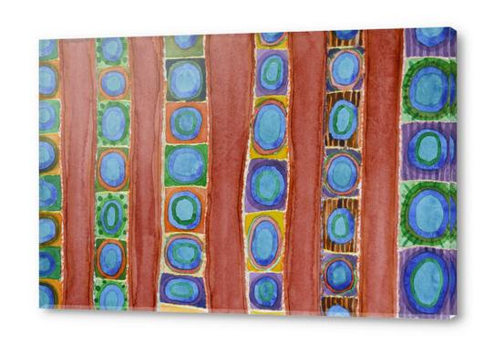Blue Circles Within Red Stripes Acrylic prints by Heidi Capitaine