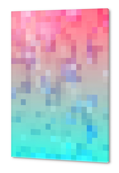 geometric pixel square pattern abstract background in pink blue Acrylic prints by Timmy333