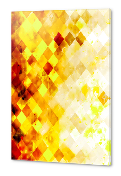 geometric pixel square pattern abstract background in brown yellow Acrylic prints by Timmy333