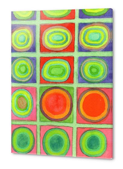 Green Grid filled with Circles and intense Colors  Acrylic prints by Heidi Capitaine