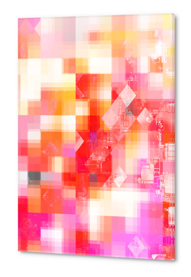 graphic design geometric pixel square pattern abstract background in pink orange red Acrylic prints by Timmy333