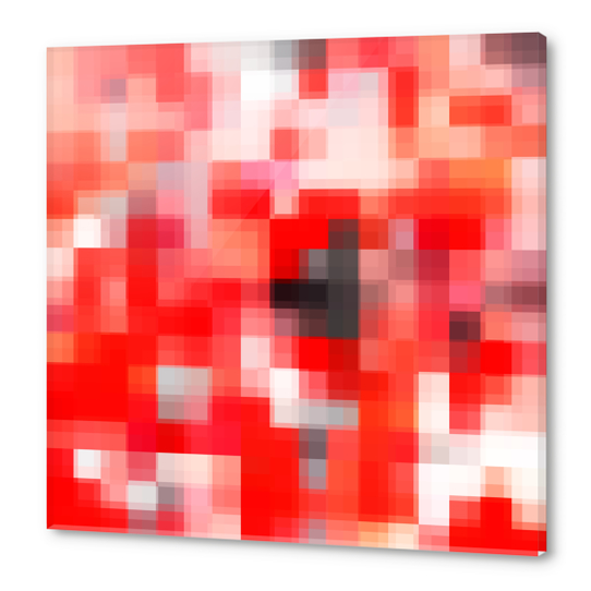 geometric pixel square pattern abstract background in red Acrylic prints by Timmy333