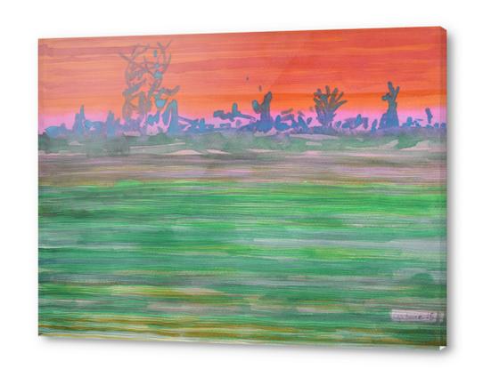 Landscape with Striped Field  Acrylic prints by Heidi Capitaine