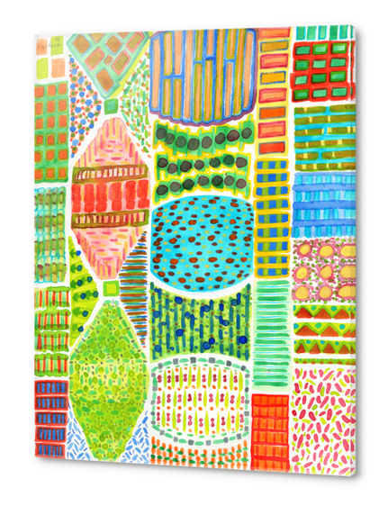 Colorful geometric Patchwork Garden Acrylic prints by Heidi Capitaine