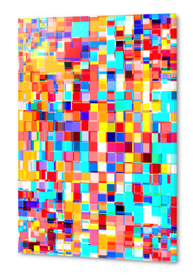 graphic design geometric pixel square pattern abstract background in red blue orange yellow Acrylic prints by Timmy333