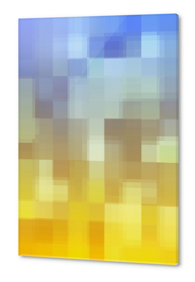 graphic design geometric pixel square pattern abstract background in yellow blue Acrylic prints by Timmy333