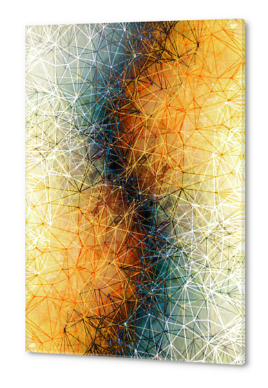 fractal geometric line pattern abstract art in orange brown blue Acrylic prints by Timmy333