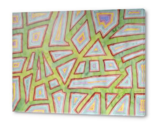 Map Pattern on Spring Green Acrylic prints by Heidi Capitaine