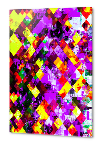 geometric pixel square pattern abstract background in purple yellow Acrylic prints by Timmy333