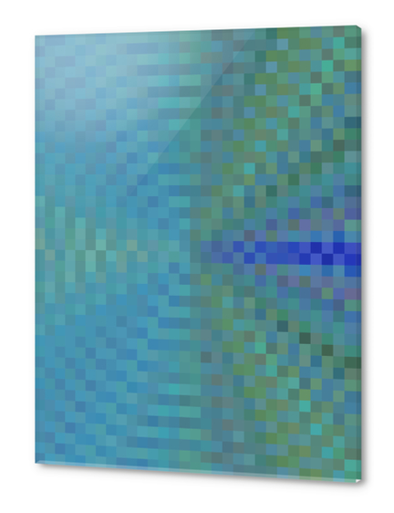 geometric square pixel pattern abstract background in blue and green Acrylic prints by Timmy333