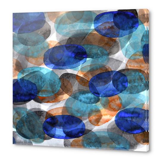 Blue Gray Orange Ovals Acrylic prints by Heidi Capitaine