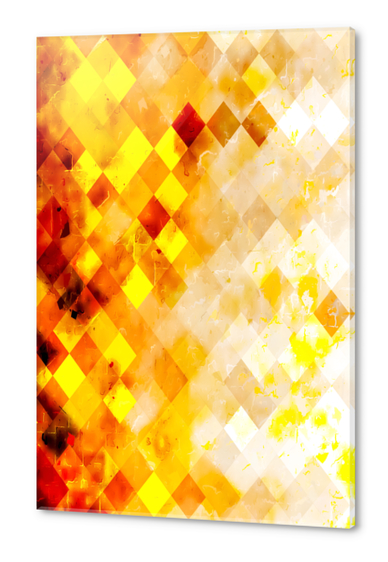 geometric pixel square pattern abstract in brown and yellow Acrylic prints by Timmy333