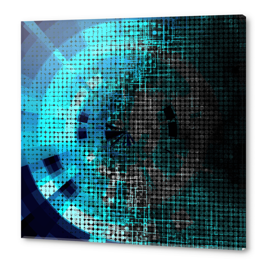 graphic design geometric circle pattern art abstract background in blue and black Acrylic prints by Timmy333