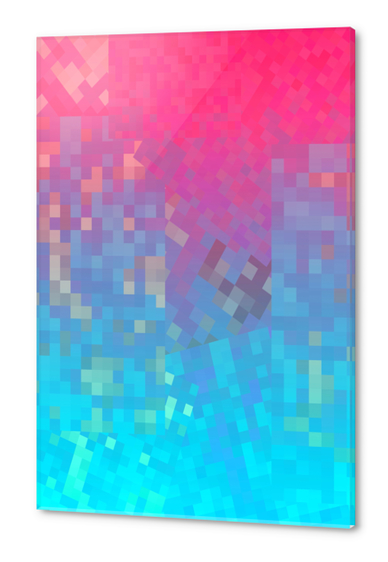 geometric pixel square pattern abstract background in pink blue Acrylic prints by Timmy333