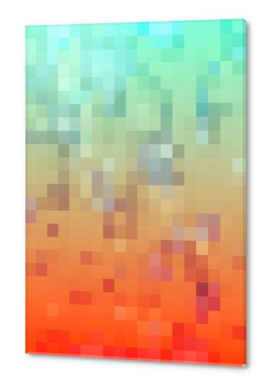 geometric pixel square pattern abstract background in orange blue Acrylic prints by Timmy333