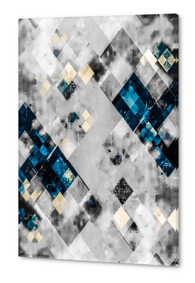 graphic design geometric pixel square pattern art abstract background in blue black Acrylic prints by Timmy333