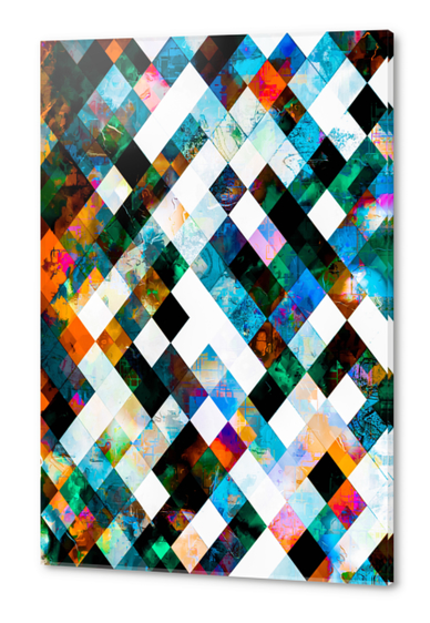 geometric pixel square pattern abstract background in green blue brown Acrylic prints by Timmy333