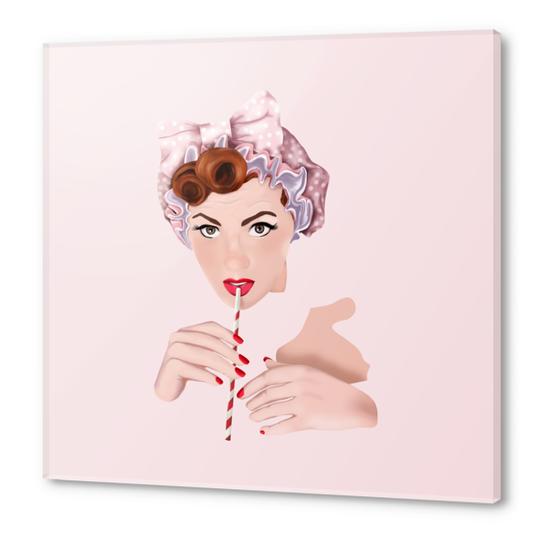 Girl pin up pink Acrylic prints by mmartabc