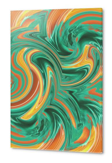 psychedelic graffiti wave pattern painting abstract in green brown yellow Acrylic prints by Timmy333