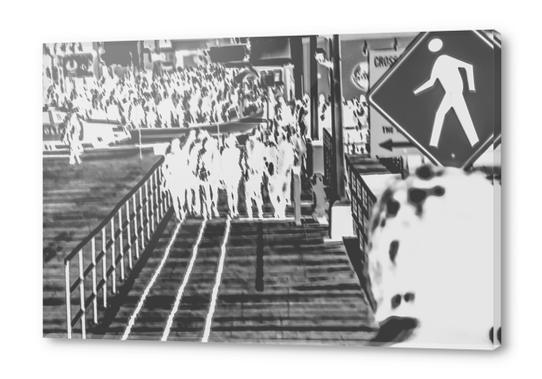 crowded on the wooden walkway in black and white Acrylic prints by Timmy333