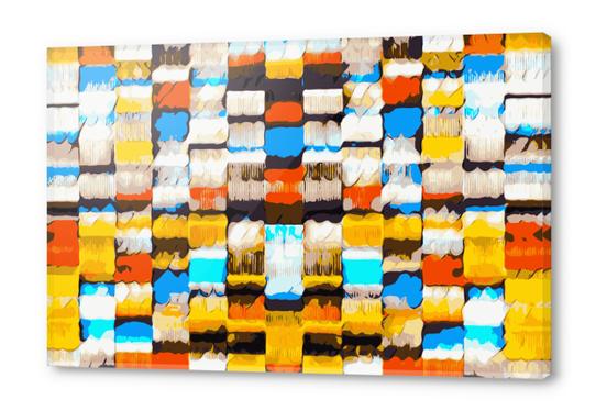 square pattern graffiti abstract in yellow brown red blue orange Acrylic prints by Timmy333