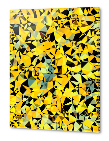 geometric triangle pattern abstract in yellow green black Acrylic prints by Timmy333