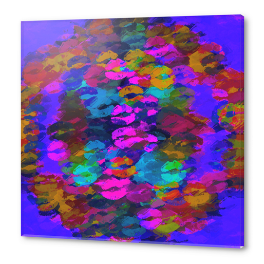 sexy kiss lipstick abstract pattern in pink blue orange red Acrylic prints by Timmy333