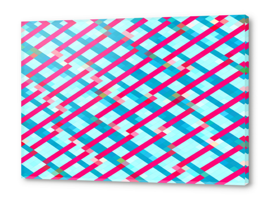 geometric pixel square pattern abstract background in blue pink Acrylic prints by Timmy333