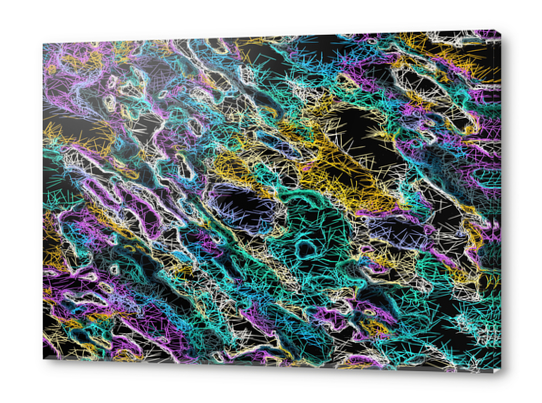 psychedelic rotten sketching texture abstract background in green purple yellow Acrylic prints by Timmy333