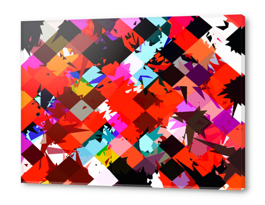 geometric square pixel pattern abstract in red blue pink Acrylic prints by Timmy333