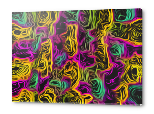 psychedelic painting texture abstract background in pink yellow blue Acrylic prints by Timmy333