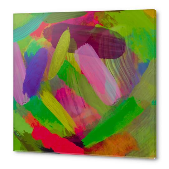 splash painting abstract texture in green pink red purple Acrylic prints by Timmy333