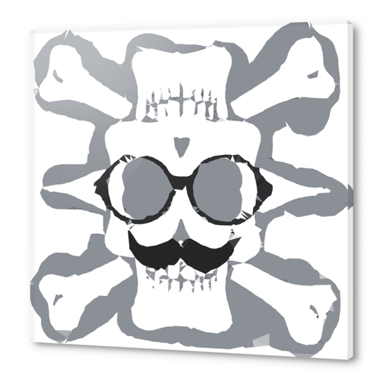 old funny skull art portrait in black and white Acrylic prints by Timmy333