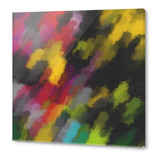 camouflage splash painting abstract in red black yellow green blue pink Acrylic prints by Timmy333