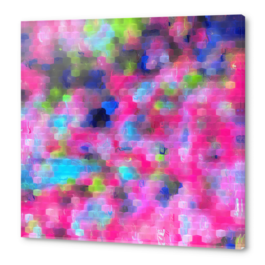 geometric square pattern abstract background in pink blue green Acrylic prints by Timmy333