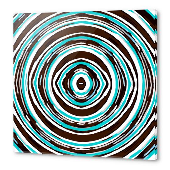 psychedelic geometric graffiti circle pattern abstract in blue black and white Acrylic prints by Timmy333