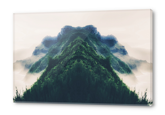 beautiful green mountain in the foggy day Acrylic prints by Timmy333