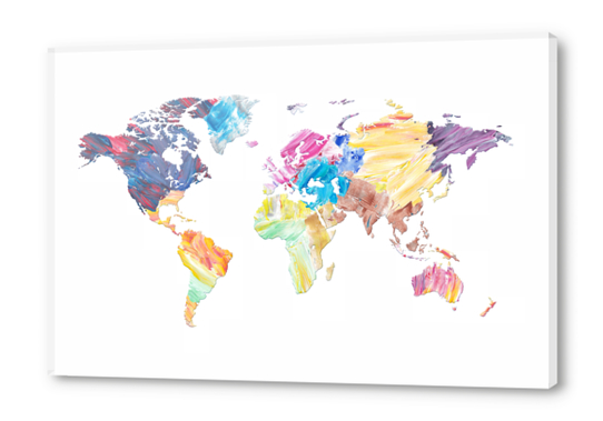 Abstract Colorful World Map Acrylic prints by Art Design Works