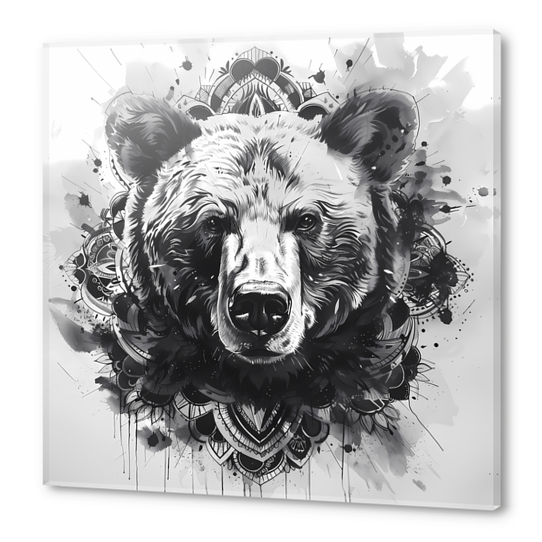 Mandala - Bear Grey Acrylic prints by aleibanez