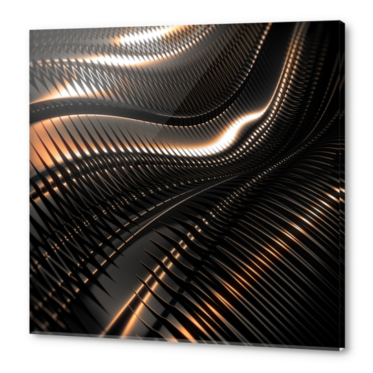 Dark Gold Metal Pattern Acrylic prints by cinema4design