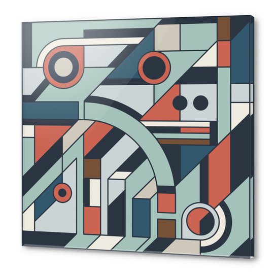 Abstract Geometric Artwork in Cubism Style, Sherwin Williams Colors Palette Acrylic prints by Divotomezove