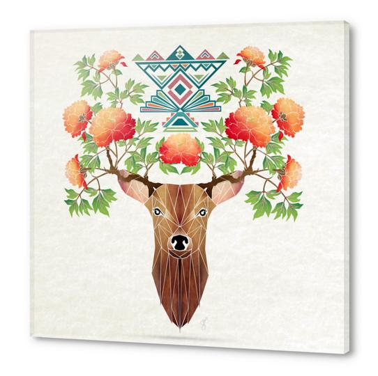 deer flowers Acrylic prints by Manoou