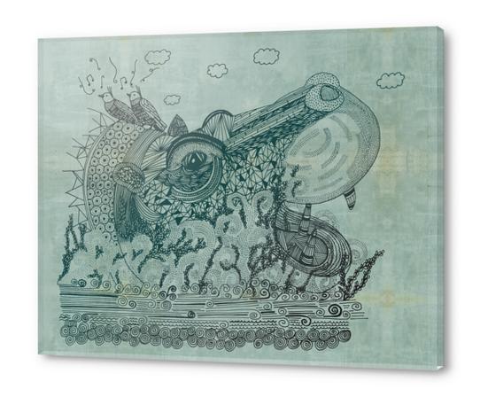 Hippopotame Acrylic prints by Laurene